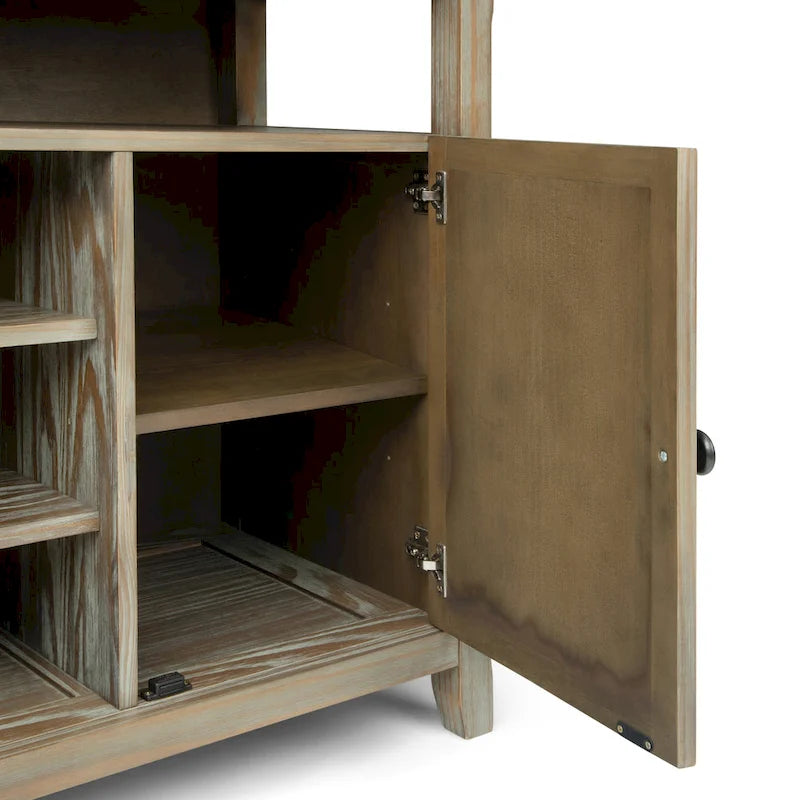 Mueble de TV transicional de madera maciza de 54 pulgadas de ancho - 54 An. x 18.9 Prof. x 31.9 Al.
