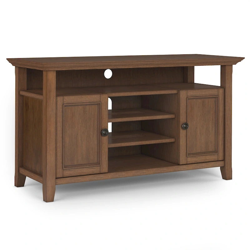 Mueble de TV transicional de madera maciza de 54 pulgadas de ancho - 54 An. x 18.9 Prof. x 31.9 Al.