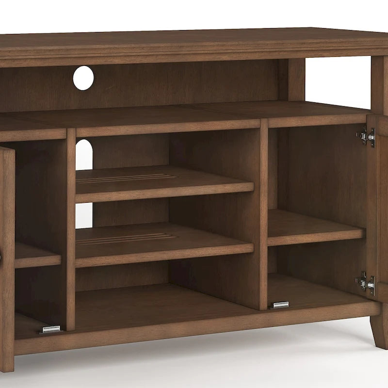 Mueble de TV transicional de madera maciza de 54 pulgadas de ancho - 54 An. x 18.9 Prof. x 31.9 Al.