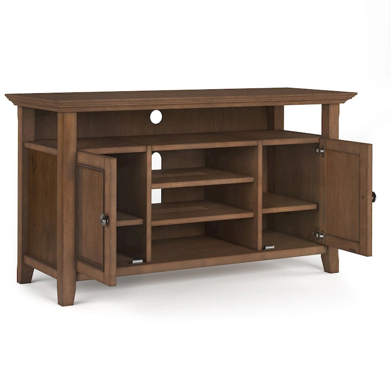 Mueble de TV transicional de madera maciza de 54 pulgadas de ancho - 54 An. x 18.9 Prof. x 31.9 Al.