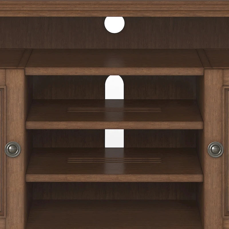 Mueble de TV transicional de madera maciza de 54 pulgadas de ancho - 54 An. x 18.9 Prof. x 31.9 Al.