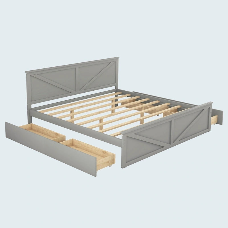 Cama con plataforma de madera tamaño King