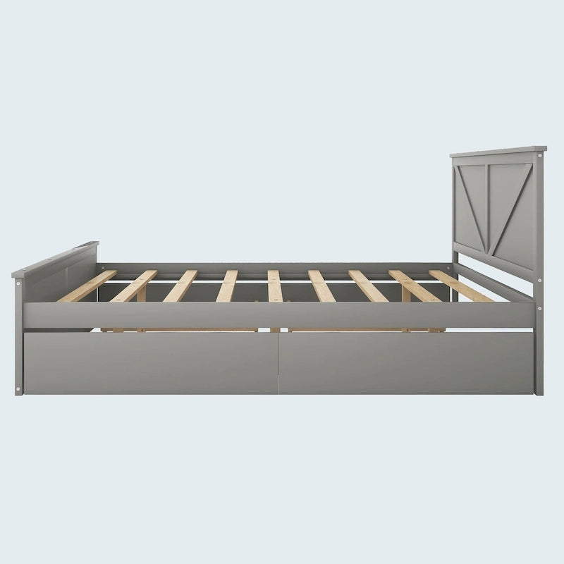 Cama con plataforma de madera tamaño King