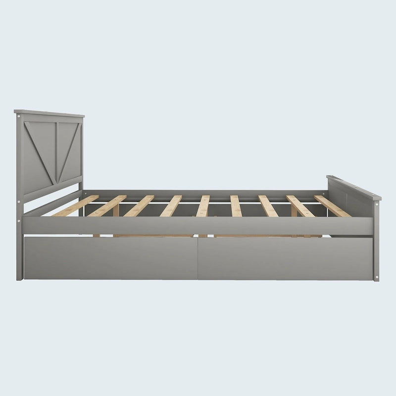 Cama con plataforma de madera tamaño King