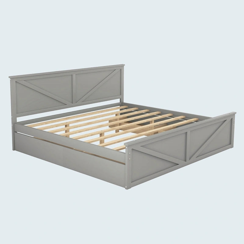 Cama con plataforma de madera tamaño King