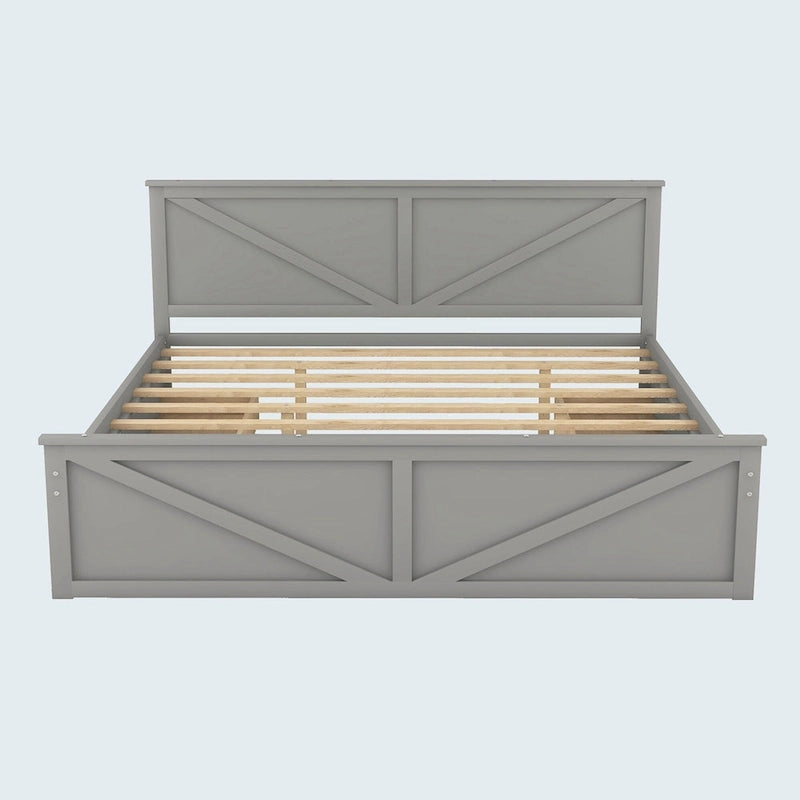 Cama con plataforma de madera tamaño King