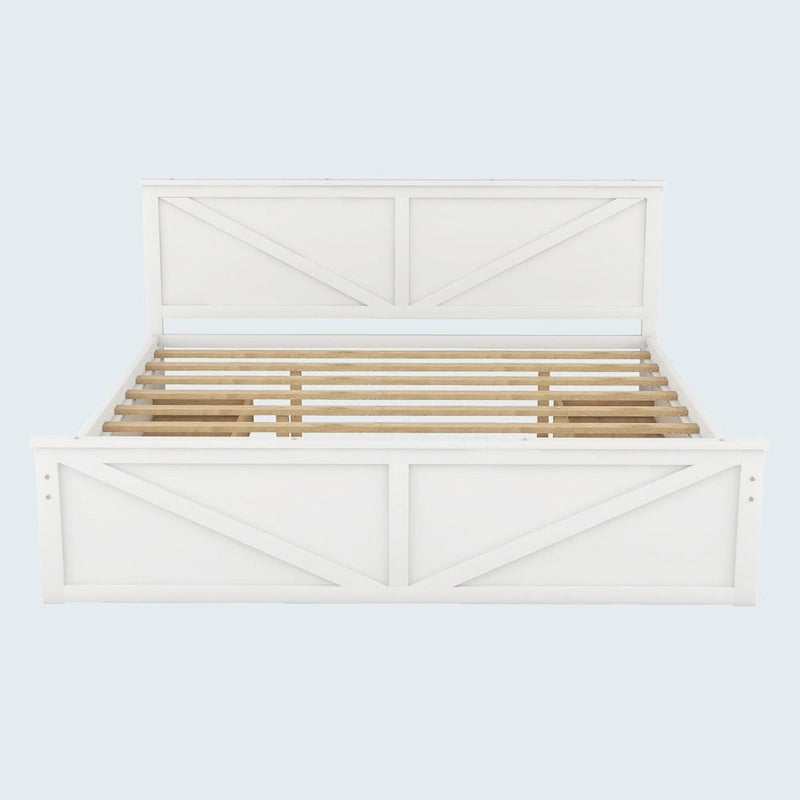 Cama con plataforma de madera tamaño King