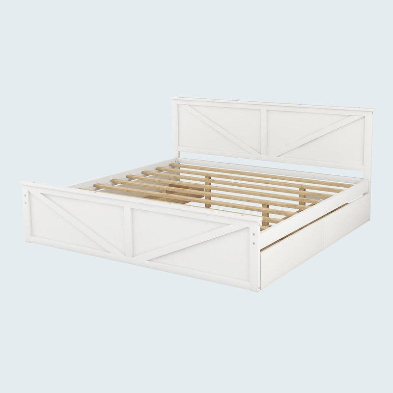 Cama con plataforma de madera tamaño King