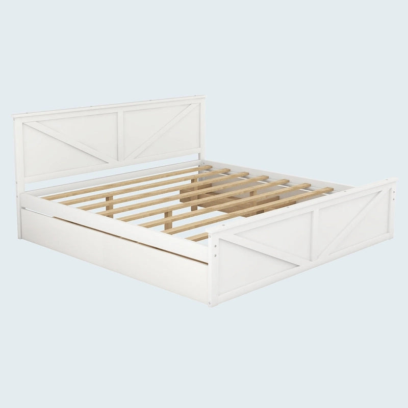 Cama con plataforma de madera tamaño King