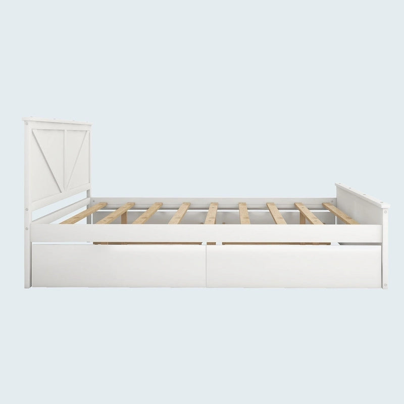 Cama con plataforma de madera tamaño King