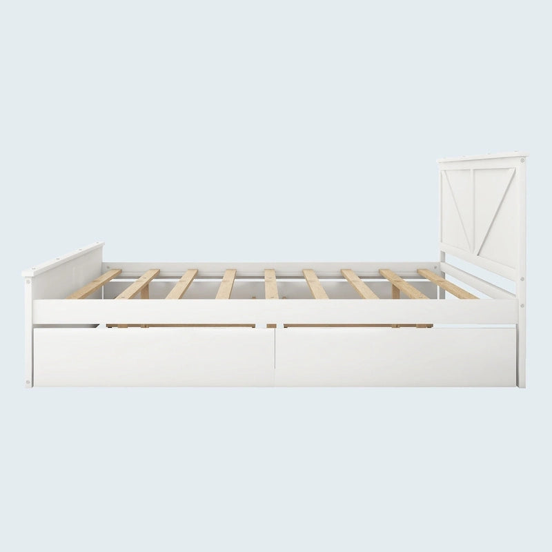 Cama con plataforma de madera tamaño King