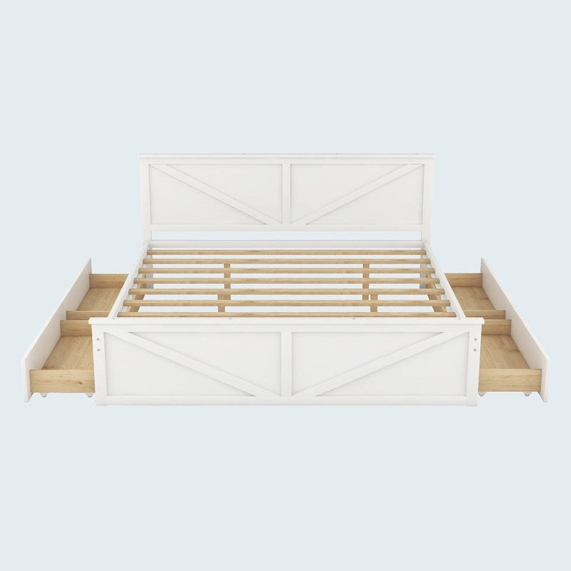 Cama con plataforma de madera tamaño King