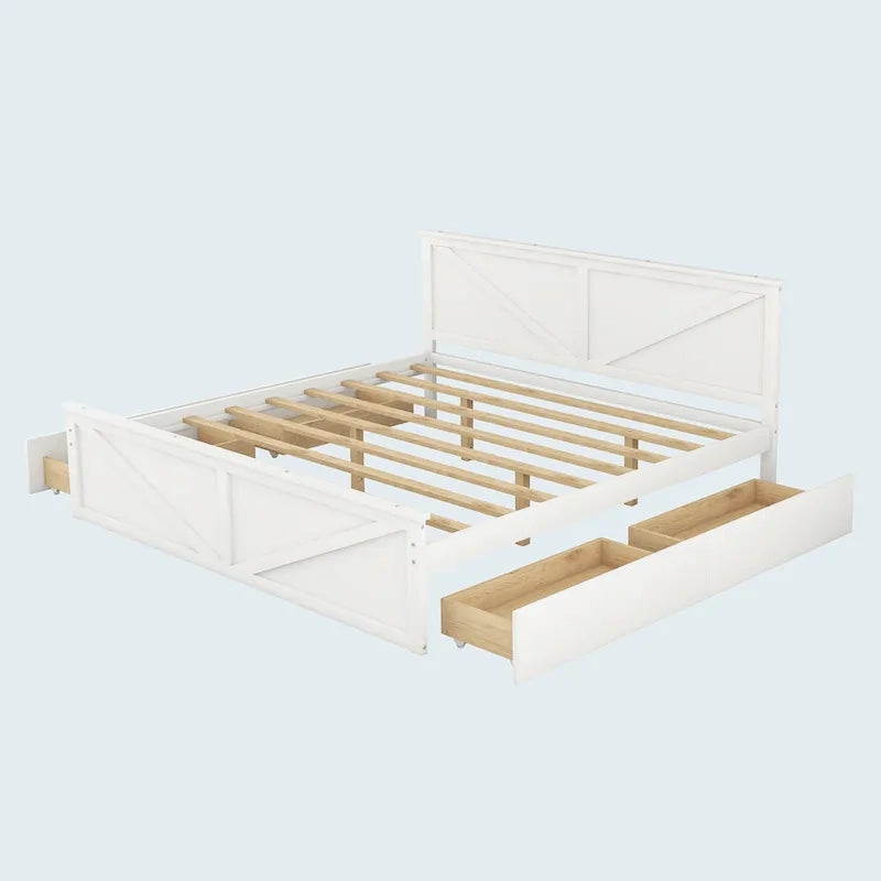 Cama con plataforma de madera tamaño King