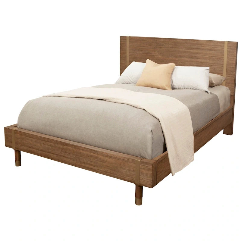 Cama de plataforma de madera en color arena (beige)