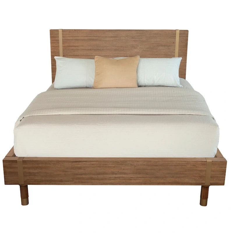 Cama de plataforma de madera en color arena (beige)