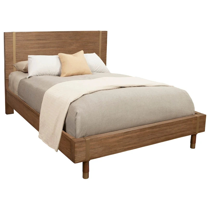 Cama de plataforma de madera en color arena (beige)