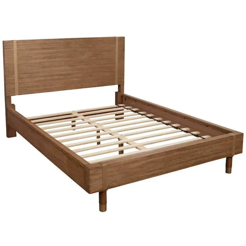 Cama de plataforma de madera en color arena (beige)