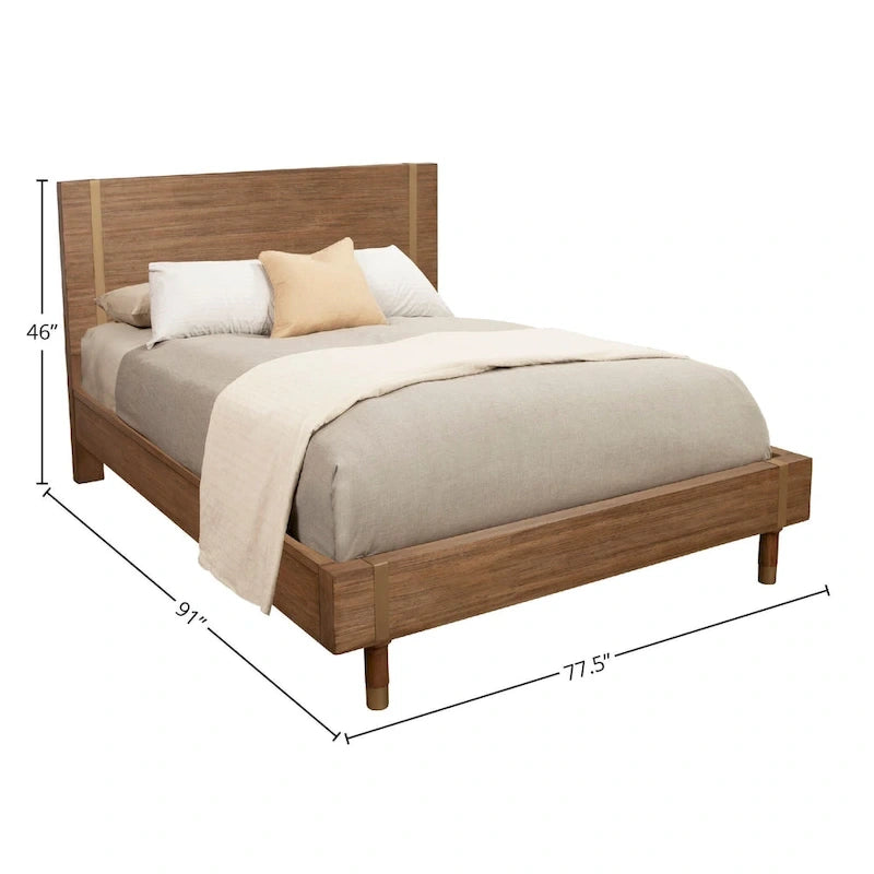 Cama de plataforma de madera en color arena (beige)