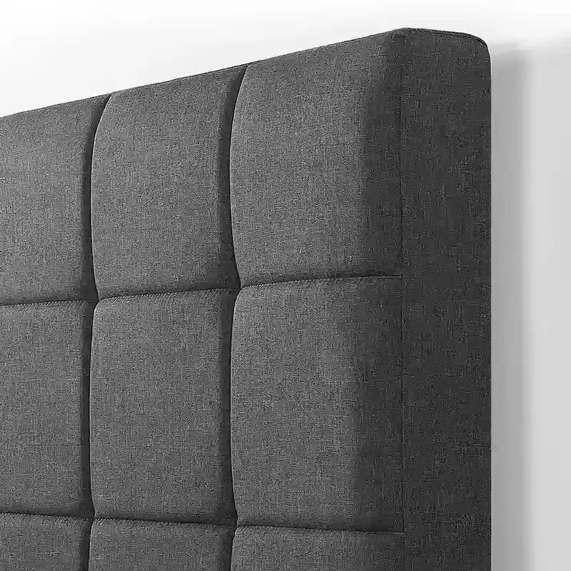 Base de cama tipo plataforma King, cosida en cuadrado gris