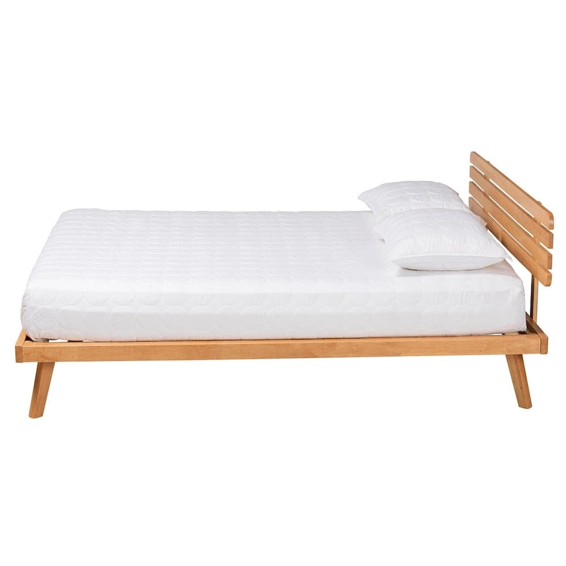 Cama Plataforma de Madera con Acabado Marrón Rústico