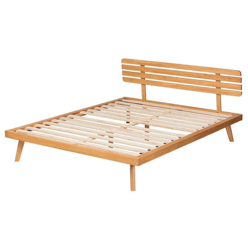 Cama Plataforma de Madera con Acabado Marrón Rústico