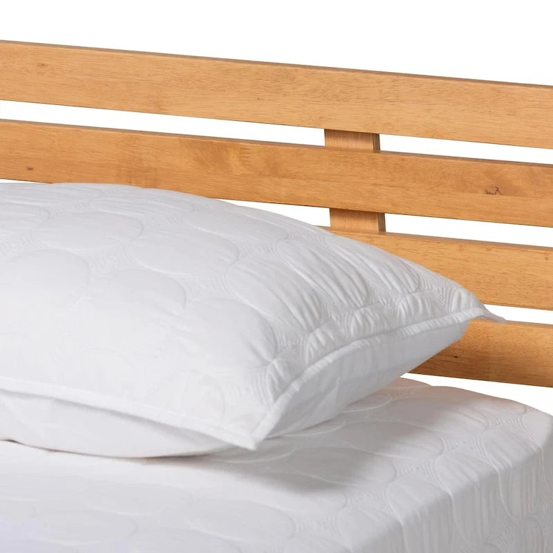 Cama Plataforma de Madera con Acabado Marrón Rústico