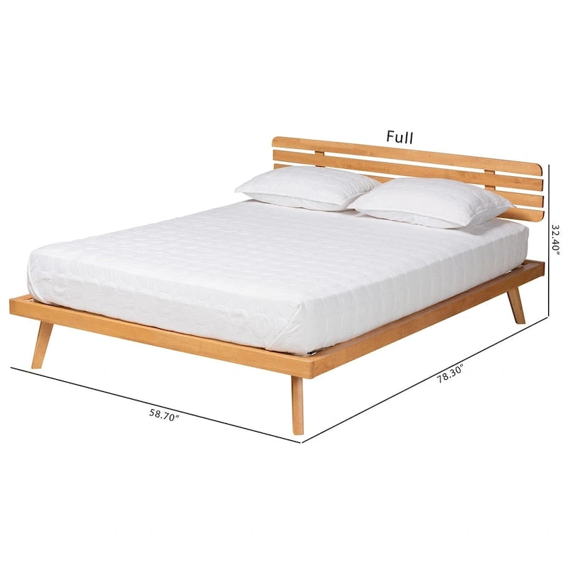Cama Plataforma de Madera con Acabado Marrón Rústico