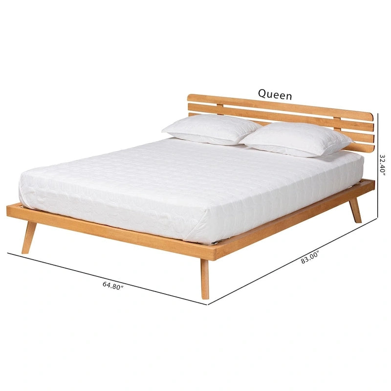 Cama Plataforma de Madera con Acabado Marrón Rústico