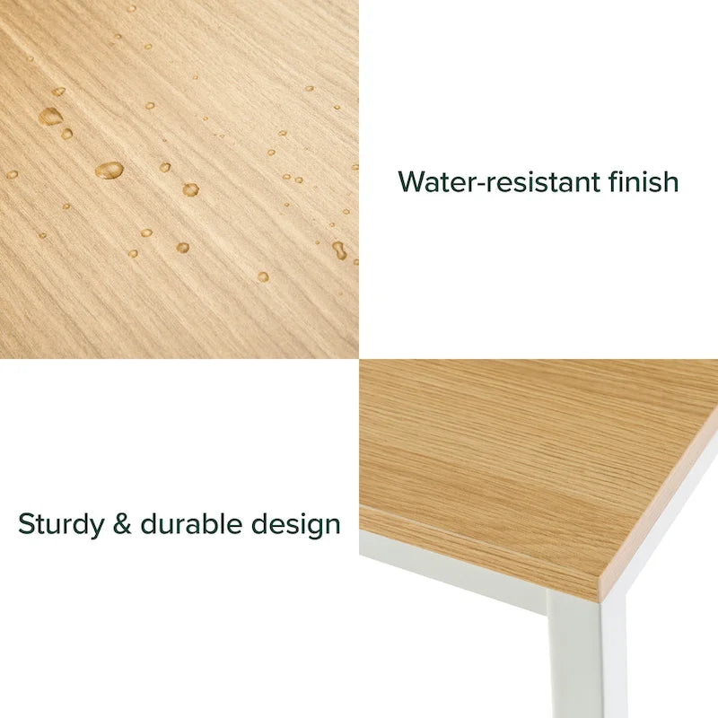 Escritorio con estructura metálica de 63" de color natural/marrón/negro con tablero grueso