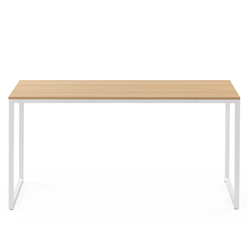 Escritorio con estructura metálica de 63" de color natural/marrón/negro con tablero grueso