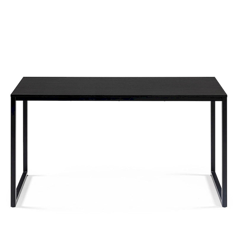 Escritorio con estructura metálica de 63" de color natural/marrón/negro con tablero grueso