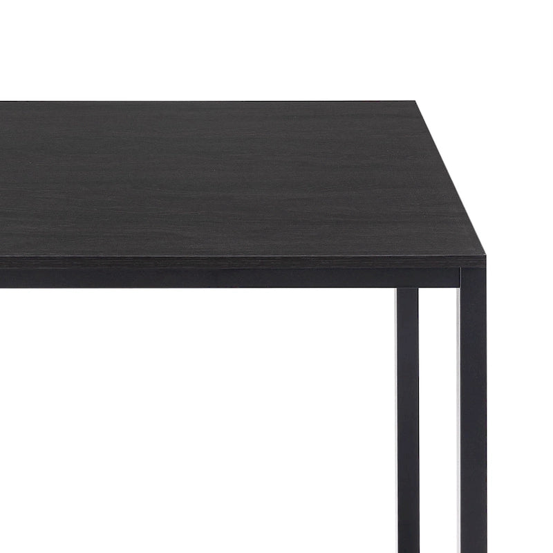 Escritorio con estructura metálica de 63" de color natural/marrón/negro con tablero grueso