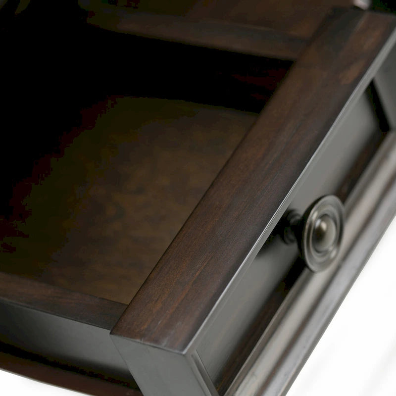 Escritorio de Madera Maciza Transicional de 54 pulgadas de Ancho en Marrón Hickory
