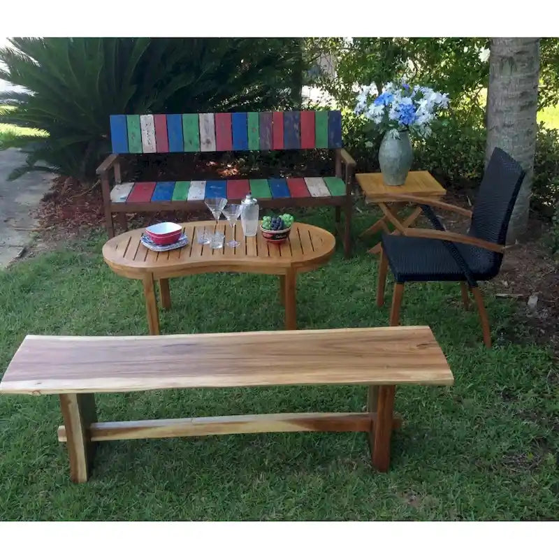 Banco sin respaldo Chic Teak de suar con borde vivo de aproximadamente 69 de largo