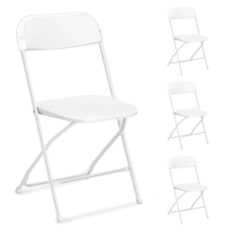 Juego de 4 sillas plegables de plástico para fiestas, conversaciones, exhibiciones y comedores