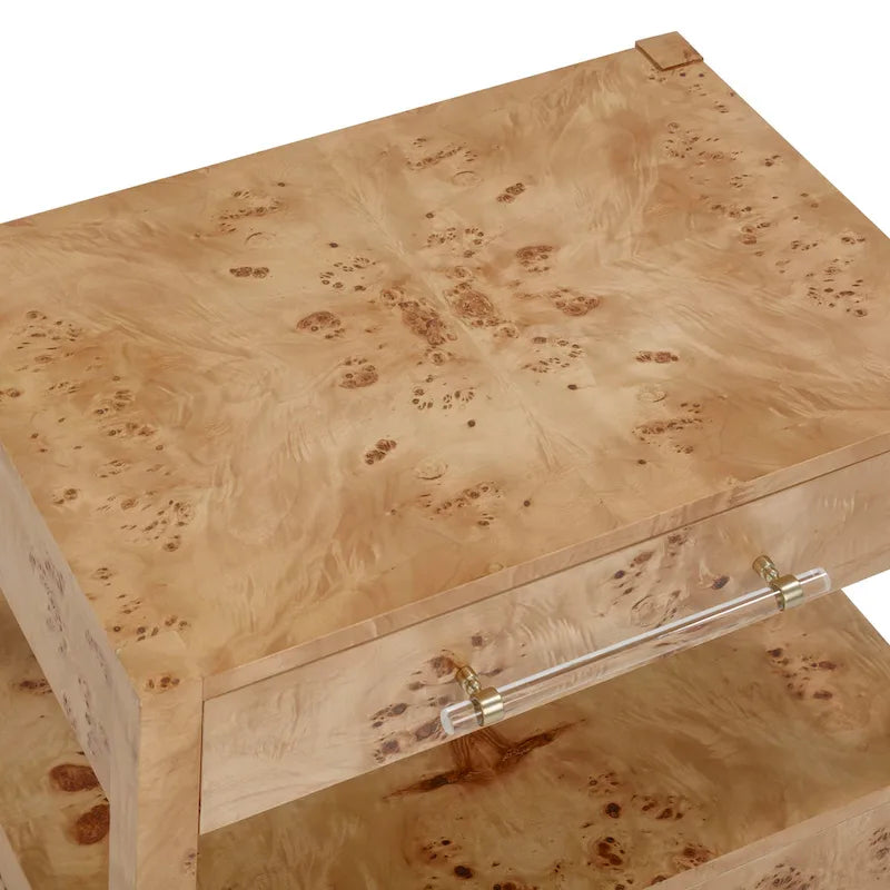 Mesita de noche de madera de 2 cajones