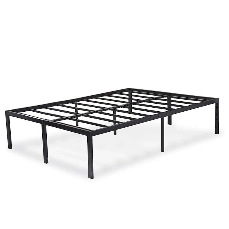 Base de cama de plataforma de metal negro de alta resistencia, tamaño completo, con 18 pulgadas de alto