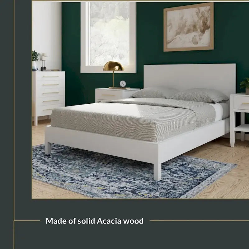 Cama de plataforma de madera con cabecero