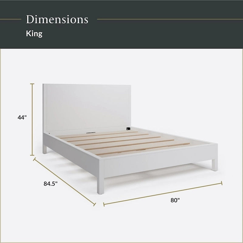 Cama de plataforma de madera con cabecero