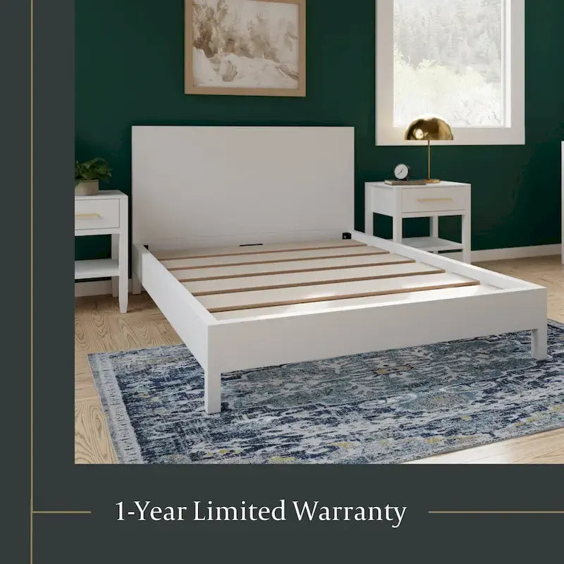 Cama de plataforma de madera con cabecero