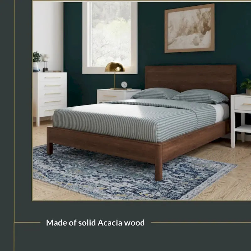 Cama de plataforma de madera con cabecero