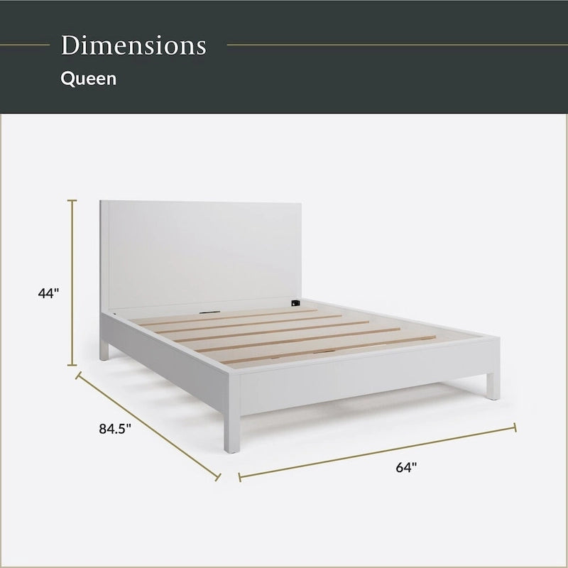 Cama de plataforma de madera con cabecero