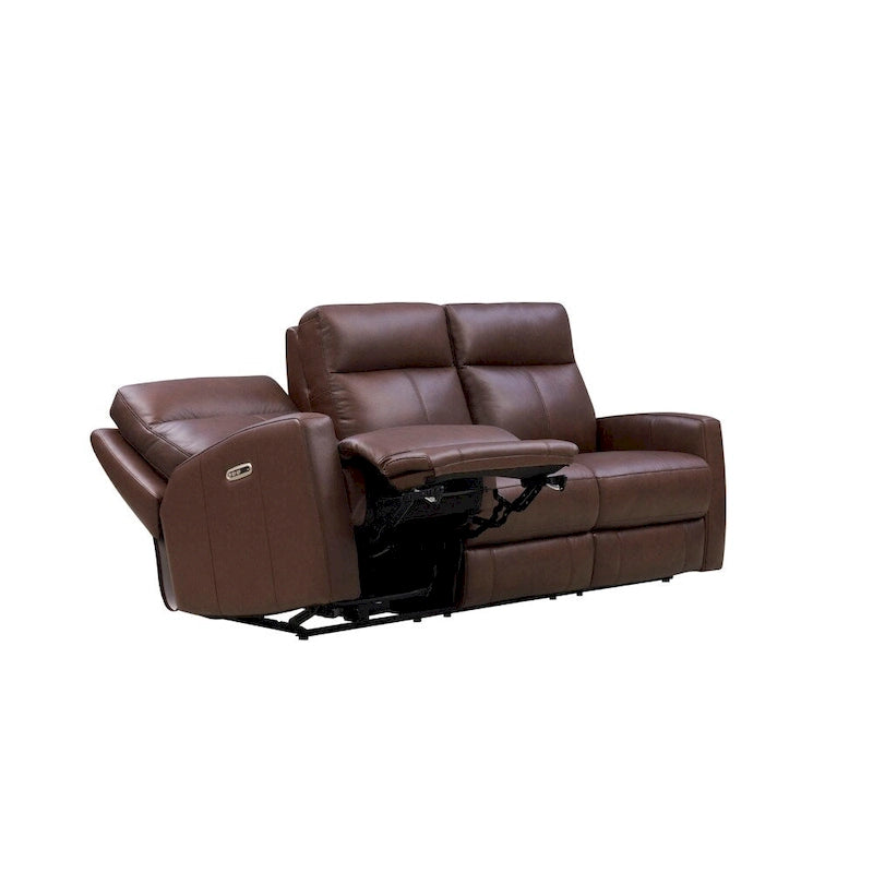 Sofá reclinable eléctrico y sofá de dos plazas de cuero flor color café/pecan con gravedad cero y reposacabezas ajustable