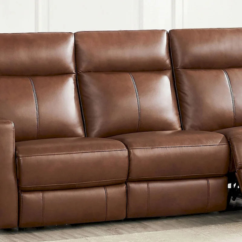 Sofá reclinable eléctrico y sofá de dos plazas de cuero flor color café/pecan con gravedad cero y reposacabezas ajustable