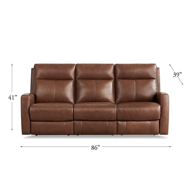 Sofá reclinable eléctrico y sofá de dos plazas de cuero flor color café/pecan con gravedad cero y reposacabezas ajustable