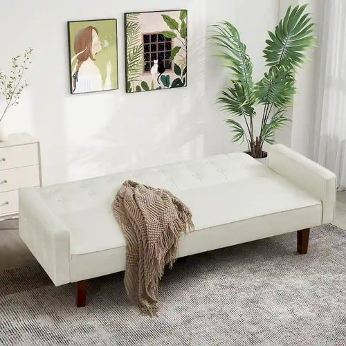 Sofá cama convertible de 3 plazas de piel sintética de 188.9 cm con respaldo ajustable