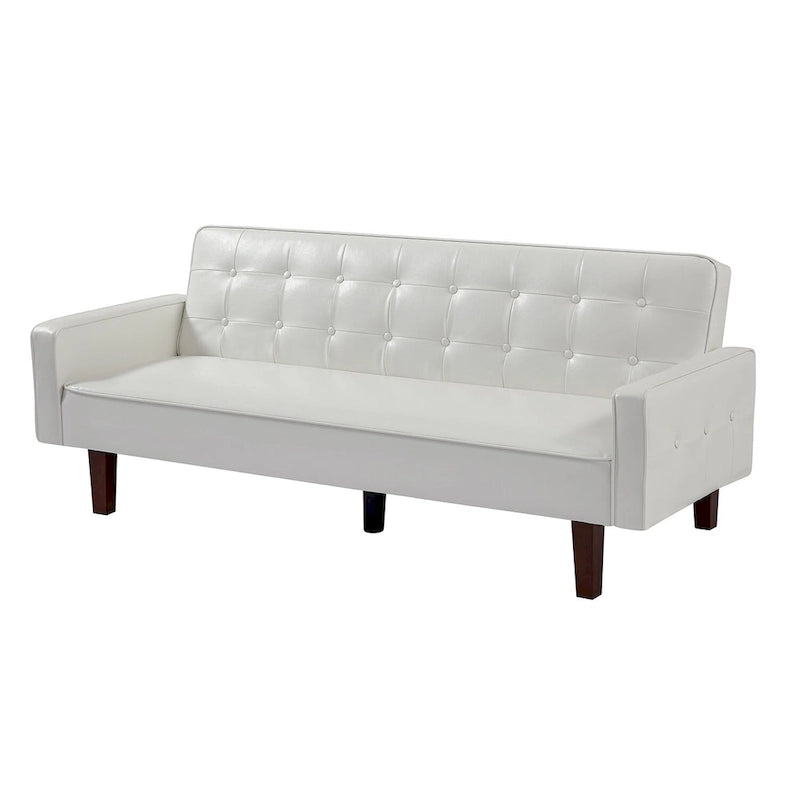 Sofá cama convertible de 3 plazas de piel sintética de 188.9 cm con respaldo ajustable