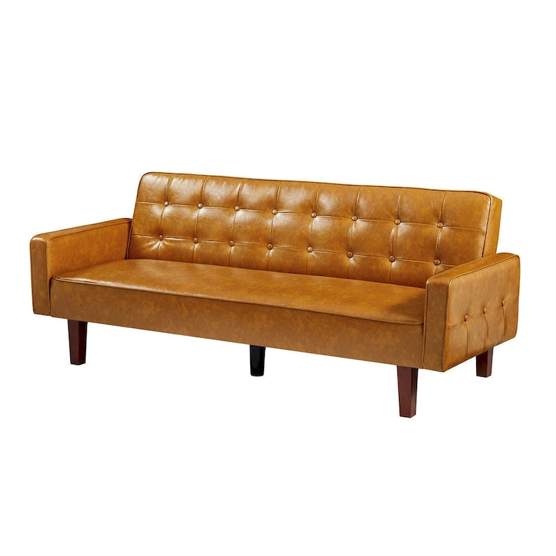 Sofá cama convertible de 3 plazas de piel sintética de 188.9 cm con respaldo ajustable