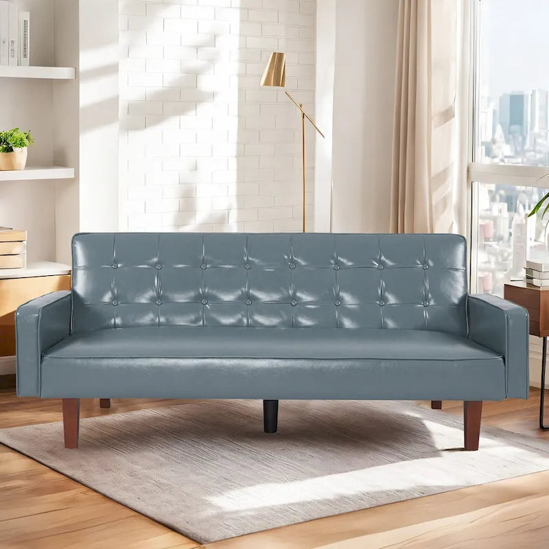 Sofá cama convertible de 3 plazas de piel sintética de 188.9 cm con respaldo ajustable