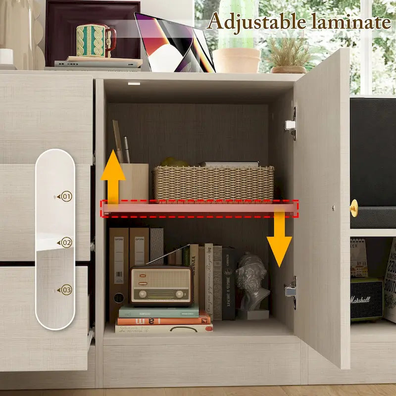 Banco zapatero con asiento acolchado y estante ajustable
